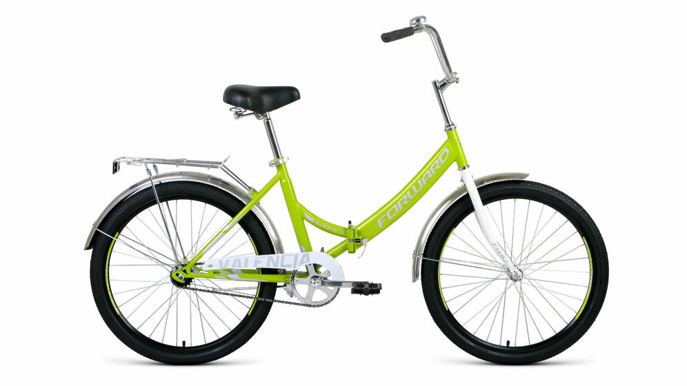 Велосипед FORWARD VALENCIA 24 1.0 (24" 1 ск. рост 16" скл.) зеленый/серый