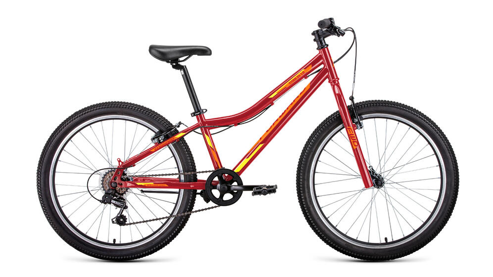 Велосипед FORWARD TITAN 24 1.0 (24" 6 ск. рост. 12") 2022, красный/желтый, RBK22FW24842