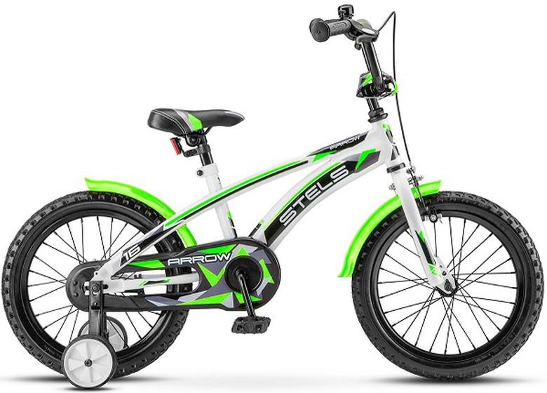 Велосипед 16"  Arrow 9,5" Белый/зеленый  арт.V020