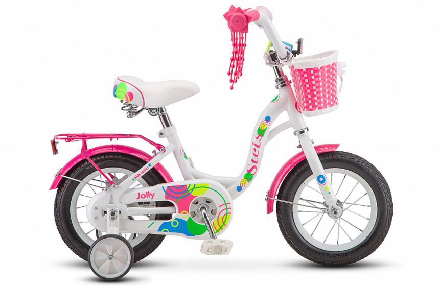 Велосипед 12" Jolly (8" Белый/розовый), арт. V010
