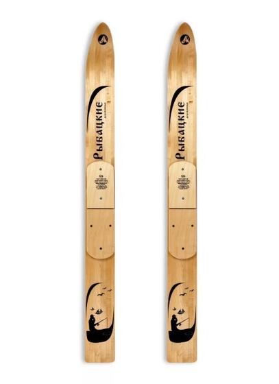 Комплект лыжи Рыбацкие деревянные  125 см + накладка с амортизатором