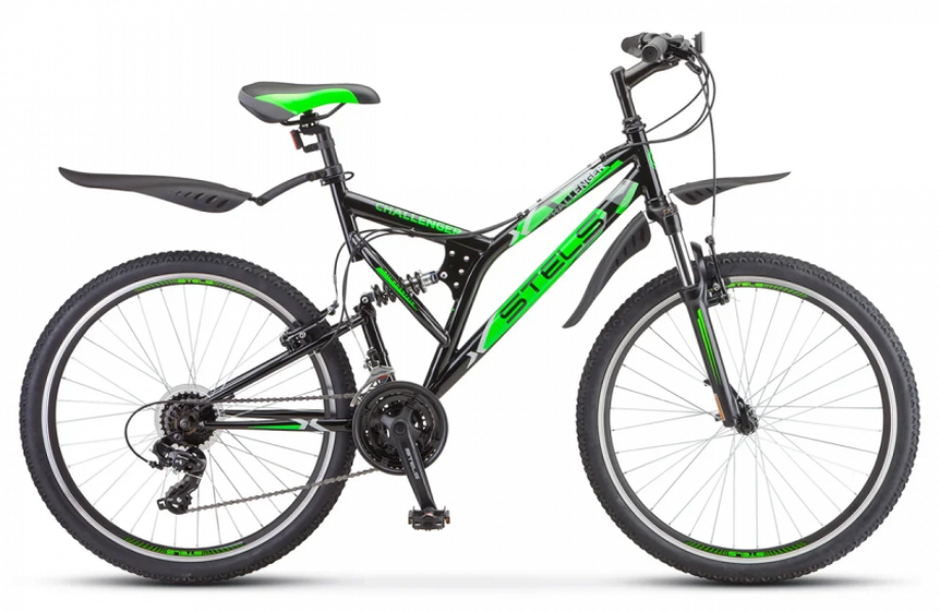 Велосипед Challenger  26" V (20" Чёрный/зелёный), арт. Z010