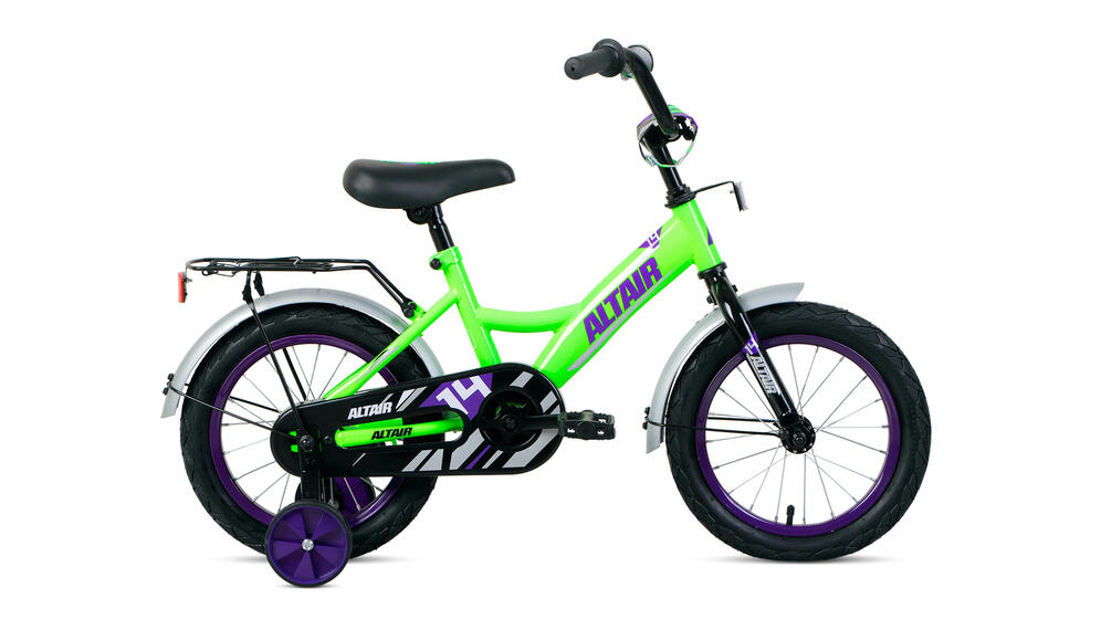 Велосипед ALTAIR KIDS 14 (14" 1 ск.) 2020-2021, ярко-зеленый/фиолетовый, 1BKT1K1B1004