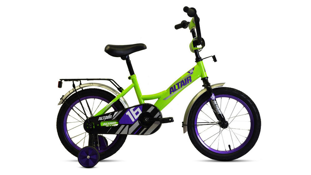 Велосипед ALTAIR KIDS 16 (16" 1 ск.) 2020-2021, ярко-зеленый/фиолетовый,