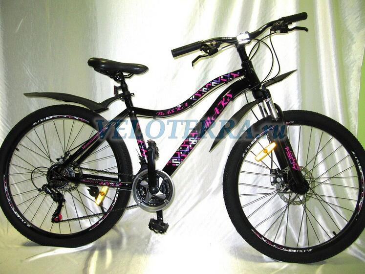 Велосипед 26"  ТМ MAKS,   BASKA DISC,  рама 17"черно/розовый