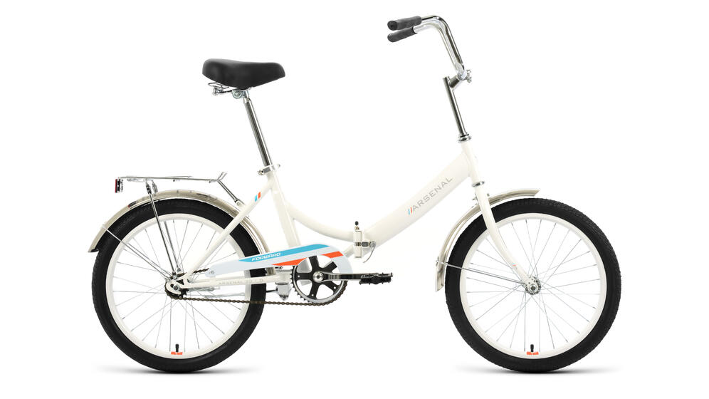 Велосипед FORWARD ARSENAL 20 1.0 (20" 1 ск. рост. 14" скл.) 2022, белый/оранжевый, RBK22FW20529