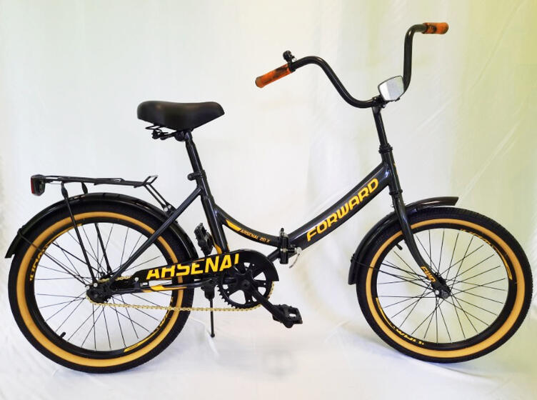 Велосипед FORWARD ARSENAL 20 X (20" 1 ск. рост 14" скл.) 2020-2021, черный/золотой, RBKW1C201001
