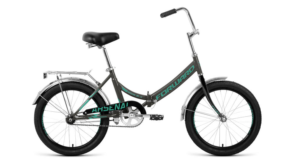 Велосипед FORWARD ARSENAL 20 1.0 (20" 1 ск. рост 14" скл.) , темно-серый/бирюзовый, 