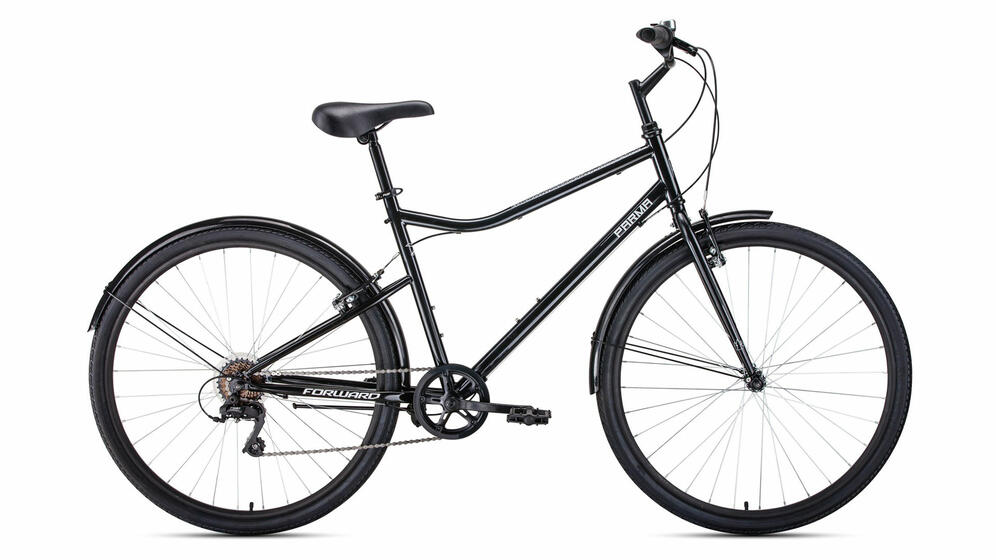 Велосипед FORWARD PARMA 28 (28" 7 ск. рост 19") черный/белый