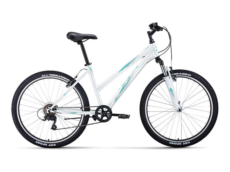 Велосипед FORWARD IRIS 26 1.0 (26" 6 ск. рост. 17") 2022, белый/бирюзовый, RBK22FW26737