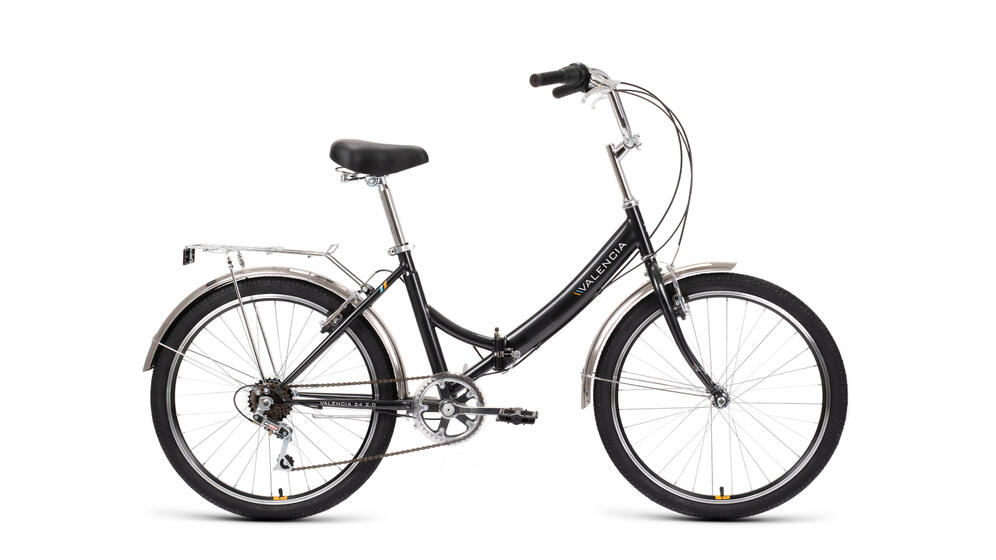 Велосипед FORWARD VALENCIA 24 2.0 (24" 6 ск. рост. 16" скл.) 2022, черный/оранжевый, RBK22FW24075