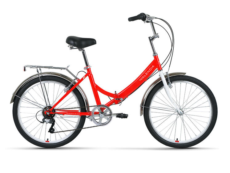 Велосипед FORWARD VALENCIA 24 2.0 (24" 6 ск. рост. 16" скл.) 2022, красный/белый