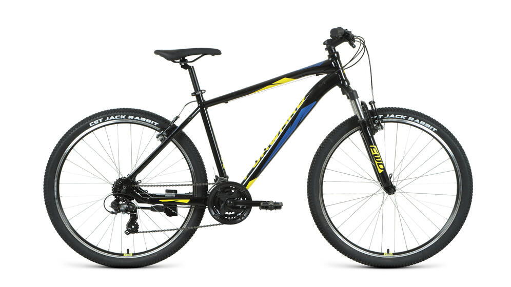Велосипед FORWARD APACHE 27,5 1.2 S (27,5" 21 ск. рост. 15") 2020-2021, черный/желтый, RBKW1M37GS02