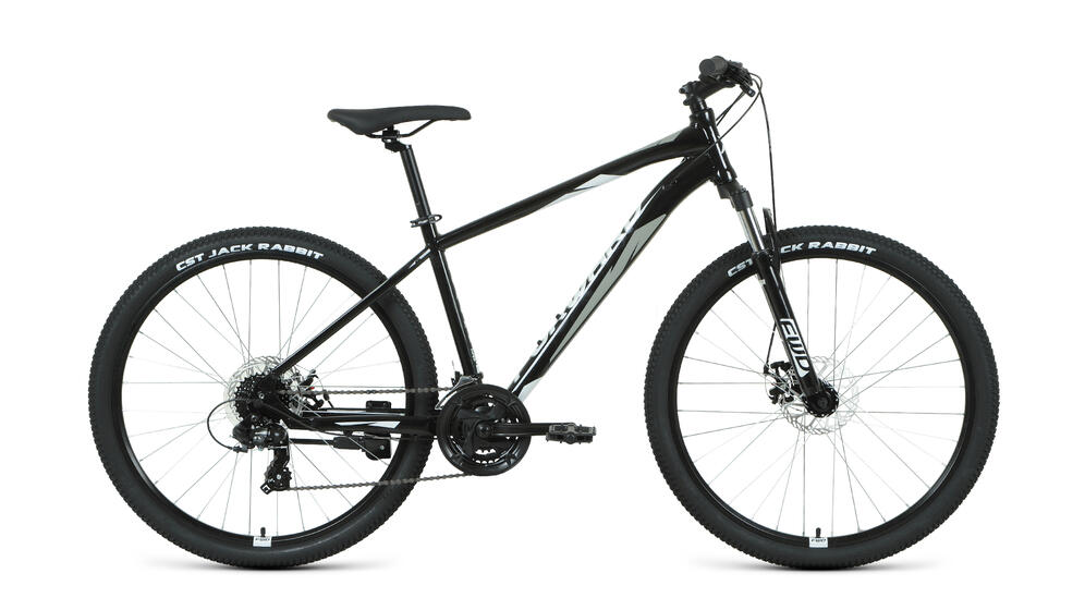 Велосипед FORWARD APACHE 27,5 2.2 S disc (27,5" 21 ск. рост. 19") 2020-2021, черный/серый, RBKW1M37G