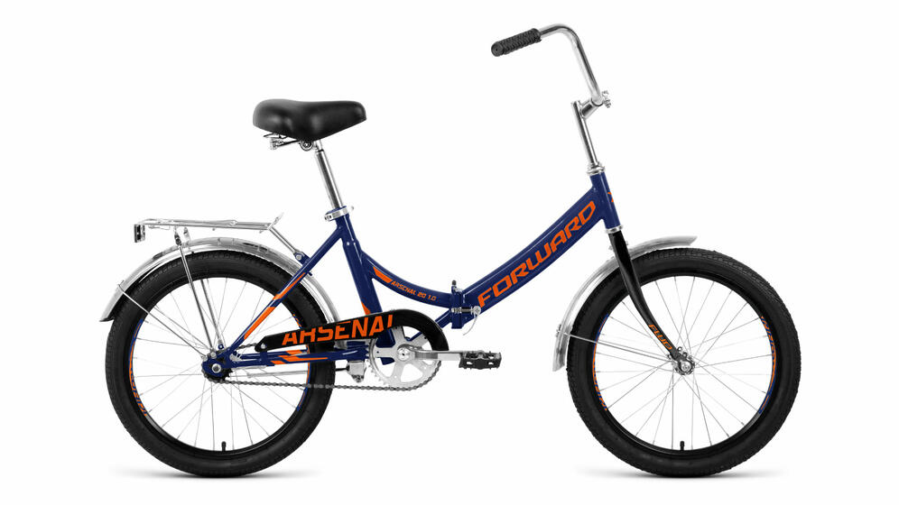 Велосипед FORWARD ARSENAL 20 1.0 (20" 1 ск. рост 14" скл.) , темно-синий/оранжевый, RBKW0YN