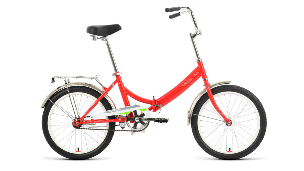 Велосипед FORWARD ARSENAL 20 1.0 (20" 1 ск. рост. 14" скл.) 2022, красный/зеленый, RBK22FW20528