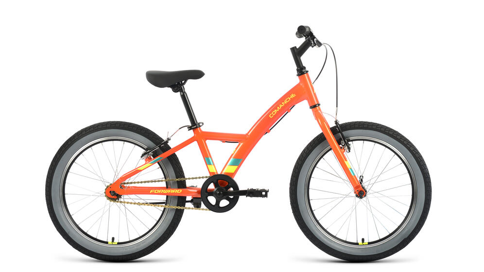 Велосипед FORWARD COMANCHE 20 1.0 (20" 1 ск. рост. 10.5") 2022, оранжевый/желтый, RBK22FW20573