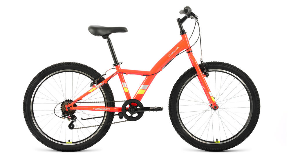 Велосипед FORWARD DAKOTA 24 1.0 (24" 6 ск. рост. 13") 2022, красный/желтый