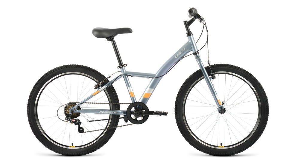 Велосипед FORWARD DAKOTA 24 1.0 (24" 6 ск. рост. 13") 2022, темно-серый/оранжевый, RBK22FW24589