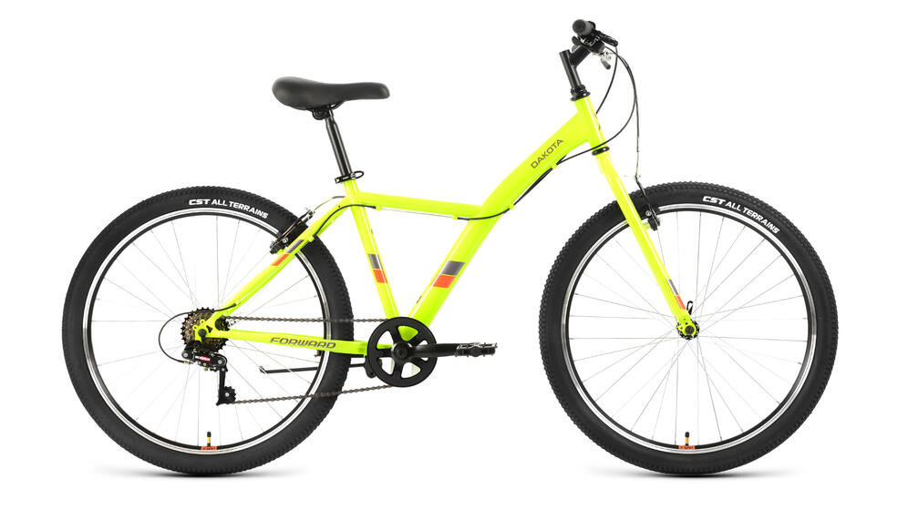 Велосипед FORWARD DAKOTA 26 1.0 (26" 6 ск. рост. 16.5") 2022, зеленый/оранжевый, RBK22FW26599