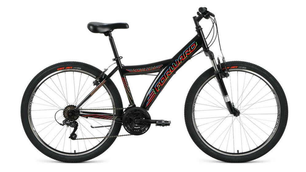Велосипед FORWARD DAKOTA 26 2.0 (26" 18 ск. рост. 16.5") 2020-2021, черный/красный, RBKW1M16E007
