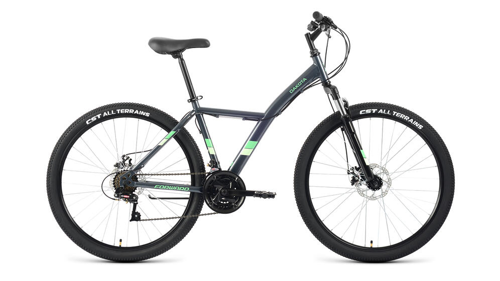 Велосипед FORWARD DAKOTA 27,5 2.0 D (27,5" 18 ск. рост. 16.5") 2022, серый/светло-зеленый, RBK22FW27