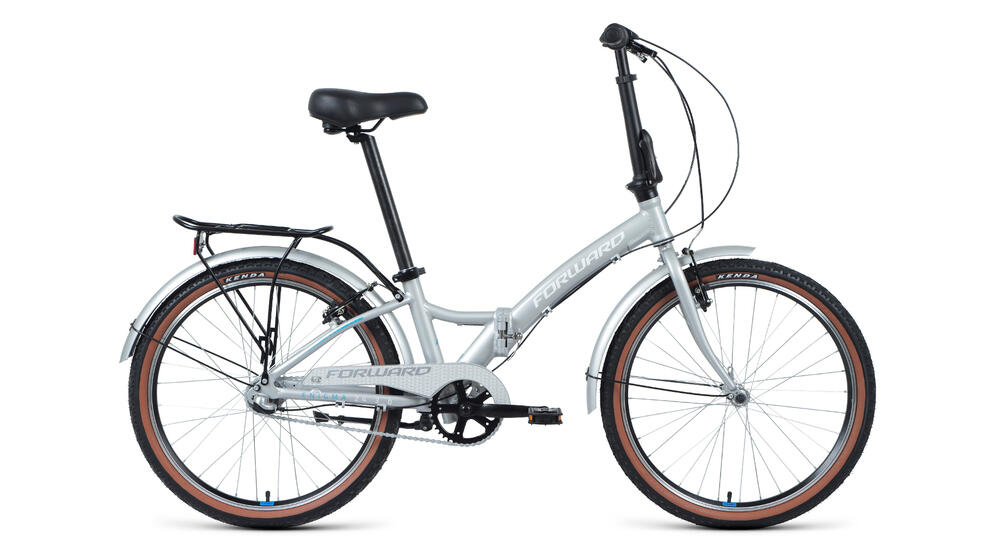 Велосипед FORWARD ENIGMA 24 3.0 (24" 3 ск. рост. 14" скл.) 2020-2021, серебристый/белый, 1BKW1C44300