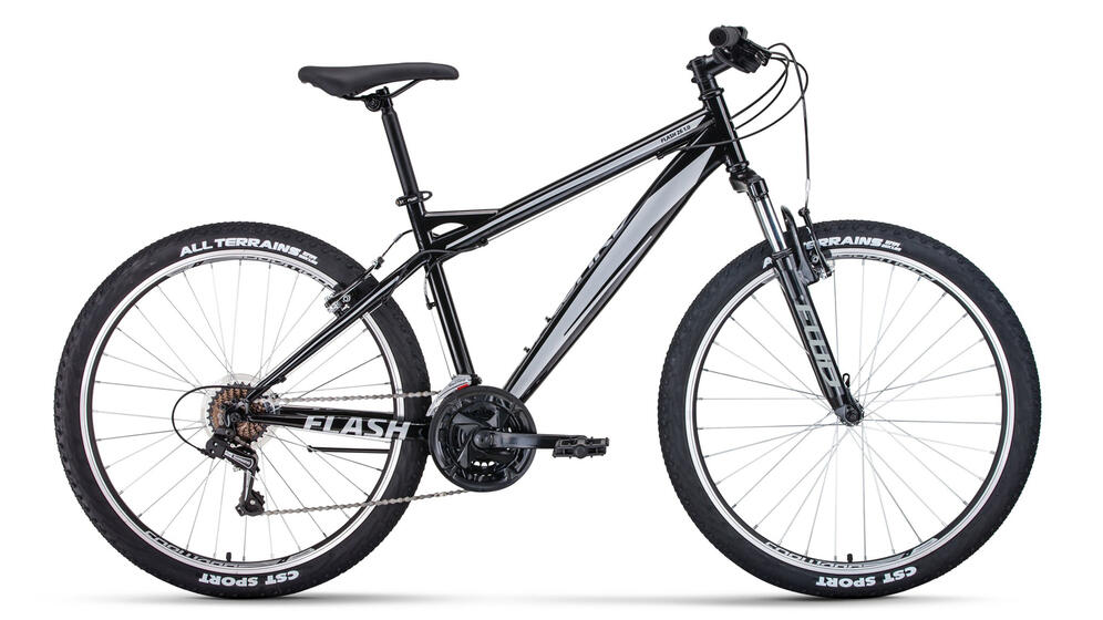 Велосипед FORWARD FLASH 26 1.0 (26" 21 ск. рост. 19") 2020-2021, черный/серый, RBKW1M16G008