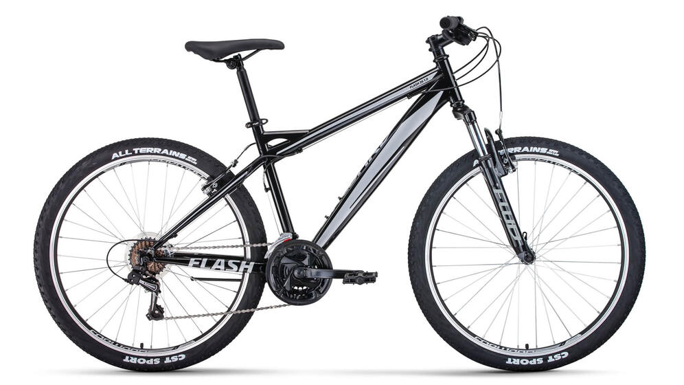 Велосипед FORWARD FLASH 26 1.0 (26" 21 ск. рост. 17") 2022, черный/серый, RBK22FW26650