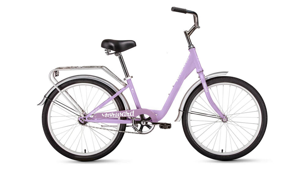 Велосипед FORWARD GRACE 24 (24" 1 ск. рост. 13") 2020-2021, сиреневый/белый, RBKW1C141003