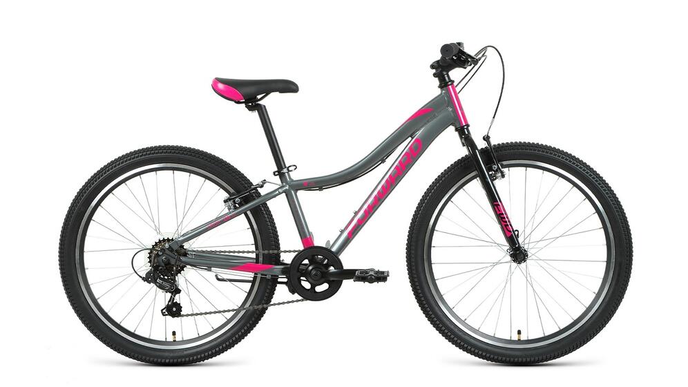 Велосипед FORWARD JADE 24 1.0 (24" 7 ск. рост 12") 2020-2021, серый/розовый, RBKW1J347003