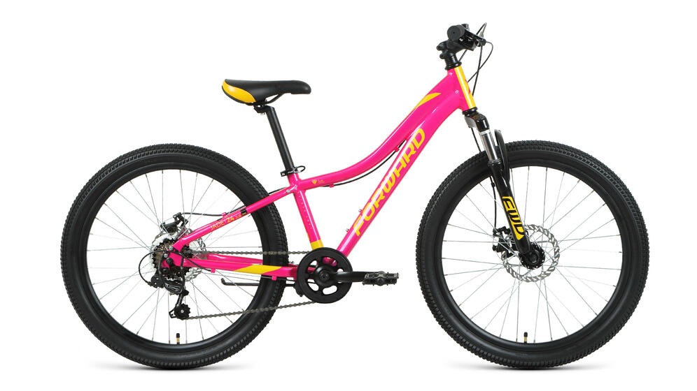 Велосипед FORWARD JADE 24 2.0 disc (24" 7 ск. рост 12") 2020-2021, розовый/золотой, RBKW1J347005