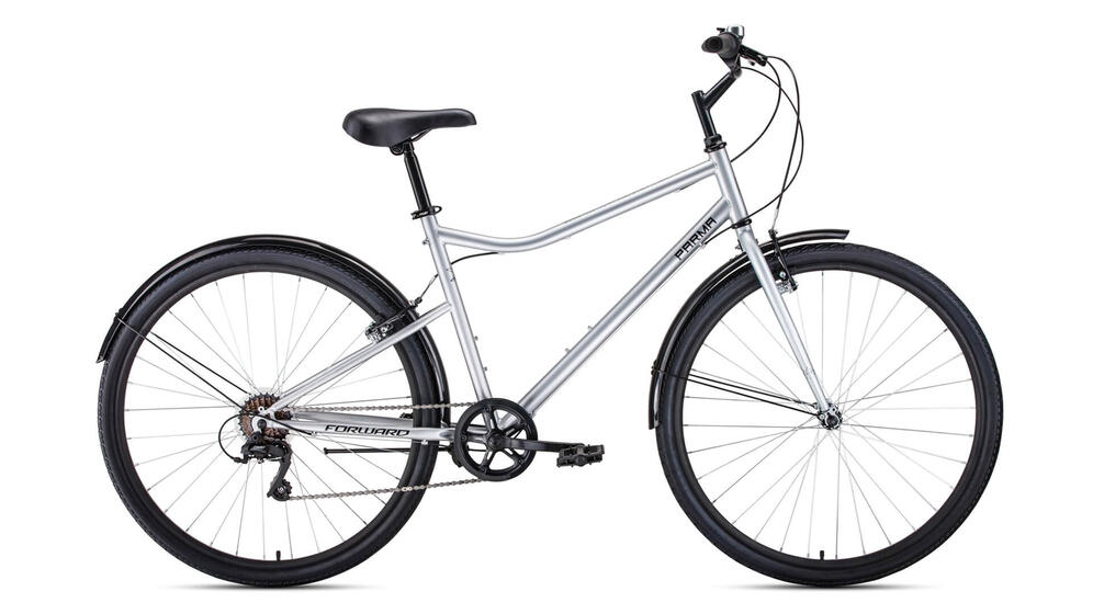 Велосипед FORWARD PARMA 28 (28" 7 ск. рост. 19") 2022, серый/черный, RBK22FW28761