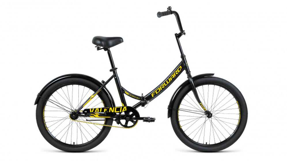 Велосипед FORWARD VALENCIA 24 Х (24" 1 ск. рост 16" скл.) ,черный/золотой