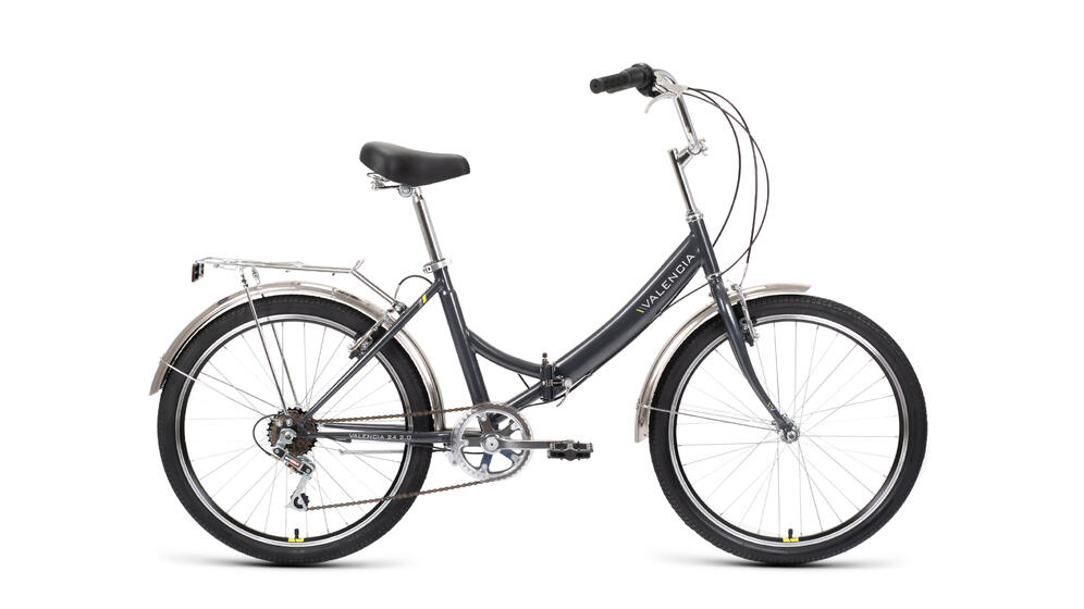 Велосипед FORWARD VALENCIA 24 2.0 (24" 6 ск. рост. 16" скл.) 2022, темно-серый/зеленый, RBK22FW24076