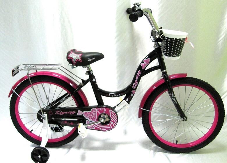 Велосипед двухколесный детский ТМ ZIGZAG, модель GIRL , диаметр колеса 16", черно/розовый (052637)