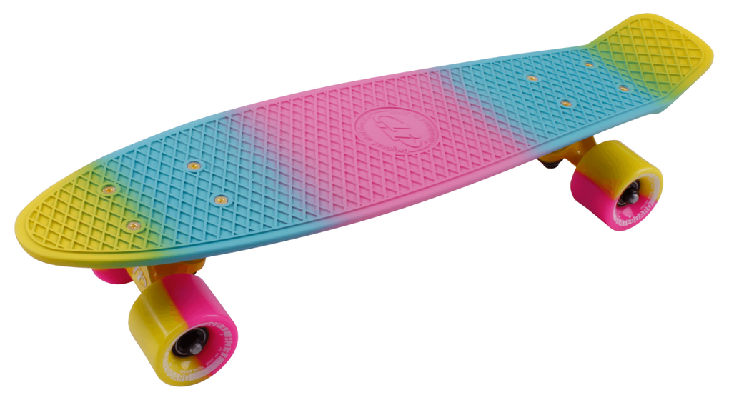 Скейтборд пластиковый Multicolor 22 pink/yellow1/4 TSL-401М