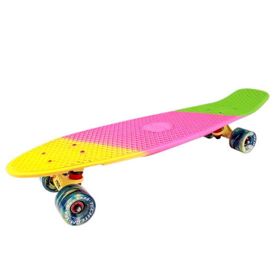 Скейтборд пластиковый Tricolor 27 pink/yellow 1/4 TSL-402М